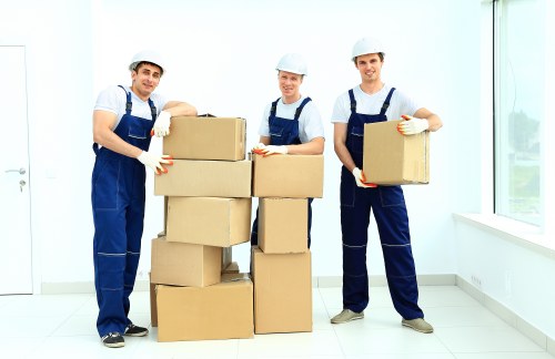 Office removal team preparing desks and equipment for a Barnet business move