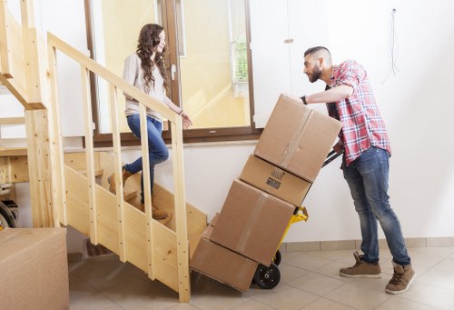 Office furniture and equipment being prepared for a Barnet move