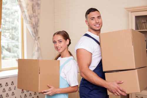 Packed student boxes prepared for removals in Barnet