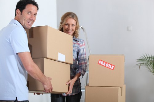 Loaded moving truck with boxes and furniture for Barnet relocation